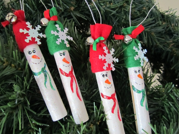 Clothespin Snowman Ornaments