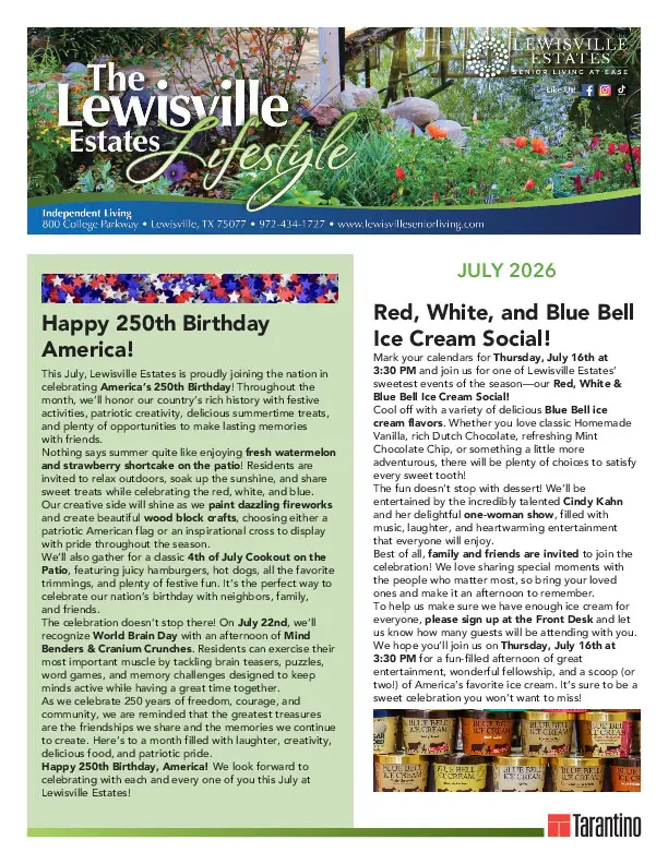 Newsletter celebrating America's 250th birthday
